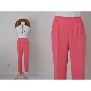 Vintage 80s Peach‎ Pink Polyester Lounge Pants | 28-34 waist